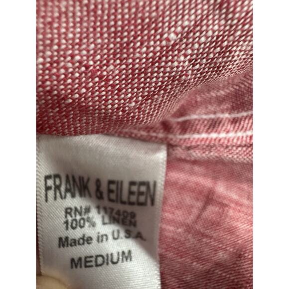 Red Linen Button Down Shirt Long Sleeve Casual Lightweight Top - Picture 5 of 6